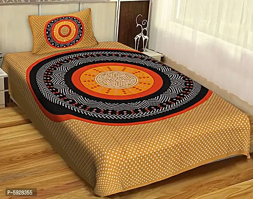 Comfortable Cotton Jaipuri Printed Single Bedsheet with One Pillow Cover