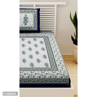 Comfortable Cotton Jaipuri Printed Single Bedsheet with One Pillow Cover-thumb4