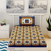 Comfortable Cotton Jaipuri Printed Single Bedsheet with One Pillow Cover-thumb1