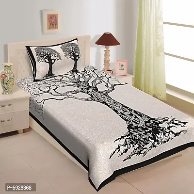 Comfortable Cotton Jaipuri Printed Single Bedsheet with One Pillow Cover-thumb0