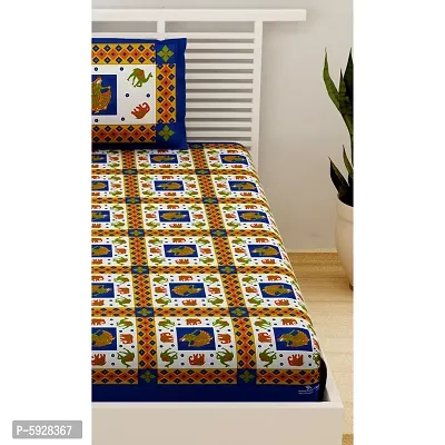 Comfortable Cotton Jaipuri Printed Single Bedsheet with One Pillow Cover-thumb4