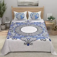 Comfortable Cotton Printed King Bedsheet with Two Pillow Covers-thumb1