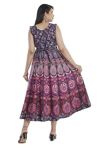 Indo-western Purple Printed Cotton Gown-thumb1