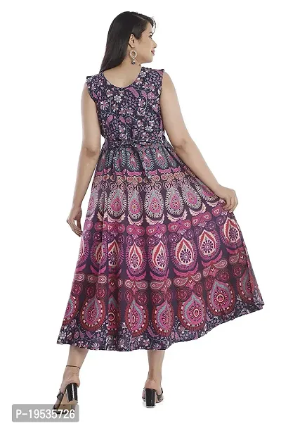 Indo-western Purple Printed Cotton Gown-thumb2