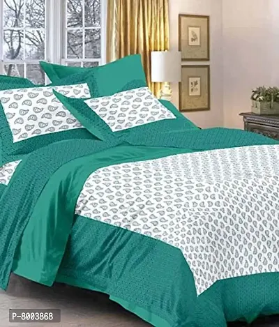 Rangun 100% Pure Cotton 120 TC Printed Double Bedsheet with 2 Pillow Cover (215 x 240 cm)-thumb0