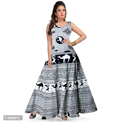 Rangun Women's Cotton Printed Maxi Dress ( Black and White , Free Size)-thumb0