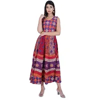 Rangun Presents Purple Color Jaipuri Printed Long Women's Maxi one Piece Dress Free Size-thumb3