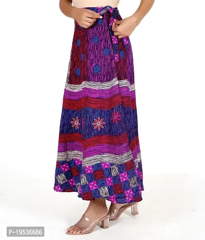 Rangun Purple Color Cotton Printed Wrap Around Skirt-thumb2