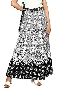 Rangun Black  Color Cotton Printed Wrap Around Skirt-thumb2