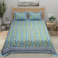 Comfortable Cotton Printed King Bedsheet with Two Pillow Covers-thumb1