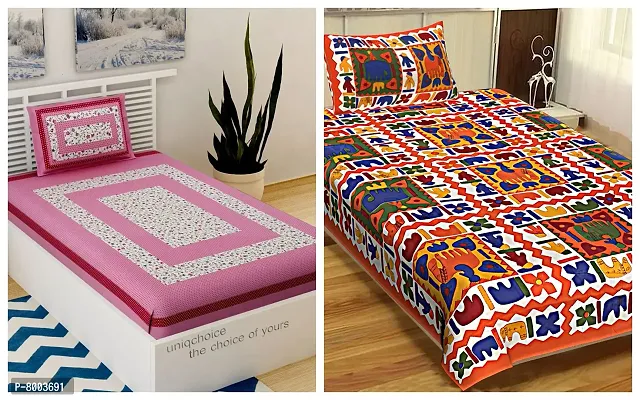 Rangun Combo of 2 Multi Color Single Bed Bedsheet Jaipuri Traditional and Ethnic Designs Bedsheet,_2_1+1_Single_185-thumb0