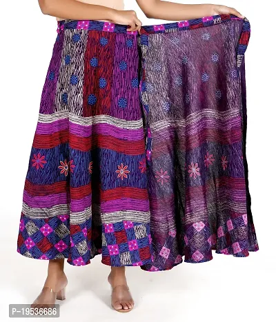 Rangun Purple Color Cotton Printed Wrap Around Skirt-thumb5