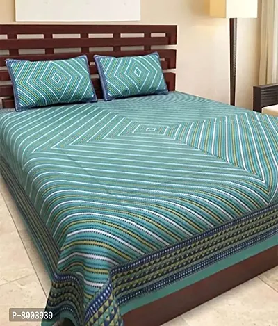 Rangun 100% Pure Cotton 120 TC Printed Double Bedsheet with 2 Pillow Cover (215 x 240 cm)
