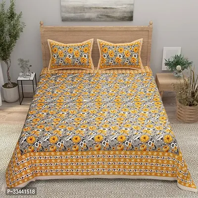 Comfortable Cotton Printed King Bedsheet with Two Pillow Covers-thumb2