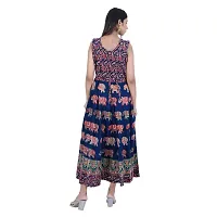 Rangun Presents Blue Color Jaipuri Printed Long Women's Maxi one Piece Dress Free Size-thumb1