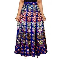 Rangun Women's Cotton Printed A-Line Casual Maxi Skirt (Blue, Free Size)-thumb1