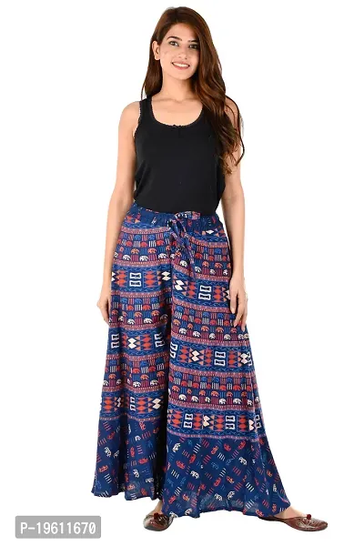 Stunning Blue Cotton Printed Palazzo For Women-thumb5