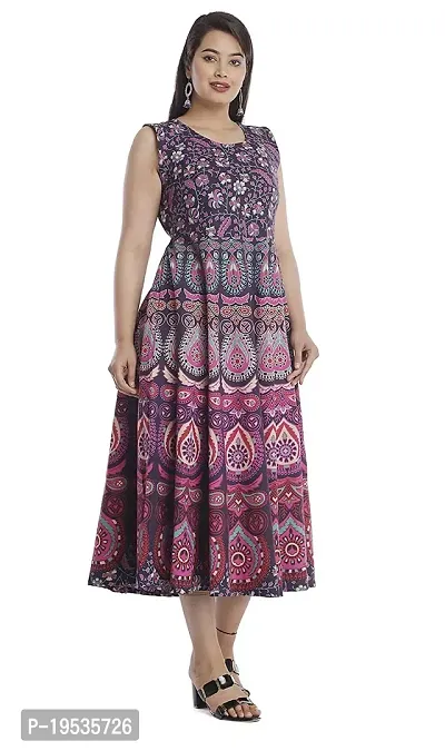 Indo-western Purple Printed Cotton Gown-thumb0
