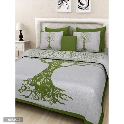 Rangun 100% Pure Cotton 120 TC Printed Double Bedsheet with 2 Pillow Cover (215 x 240 cm)