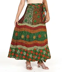 Rangun Green Color Cotton Printed Wrap Around Skirt-thumb2