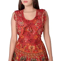 Rangun Cotton Women's Cotton Jaipuri Printed Maxi Long Dress (Free Size, Red)-thumb2