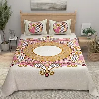 Comfortable Cotton Printed King Bedsheet with Two Pillow Covers-thumb1