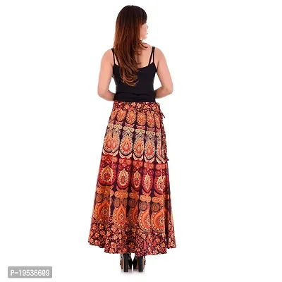 Rangun Maroon Color Cotton Printed Wrap Around Skirt-thumb3