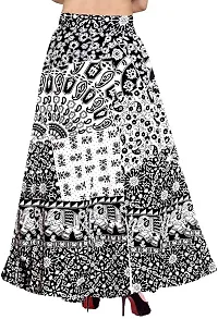 Rangun Women's Cotton Printed Unique Choice Wrap Around Maxi Skirt (WA_1001_B&W, Black, Free Size)-thumb1