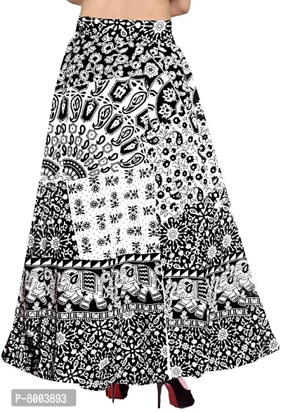 Rangun Women's Cotton Printed Unique Choice Wrap Around Maxi Skirt (WA_1001_B&W, Black, Free Size)-thumb2