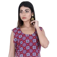 Indo-western Red Printed Cotton Gown-thumb2