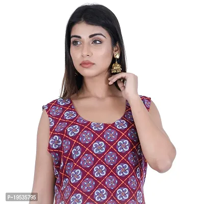 Indo-western Red Printed Cotton Gown-thumb3