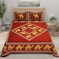 Comfortable Cotton Printed King Bedsheet with Two Pillow Covers-thumb1