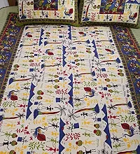 Rangun 100% Cotton Rajasthani Traditional Printed Double Bedsheet with 2 Pillow Cover-thumb2