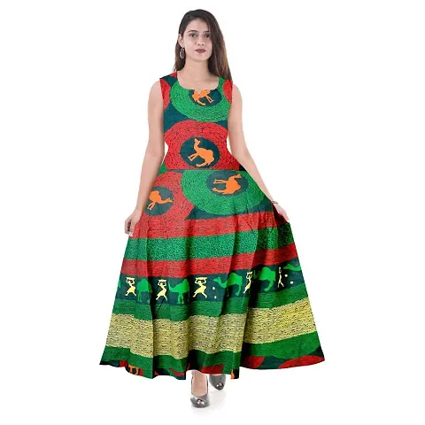 Stylish Cotton Printed Ethnic Gown