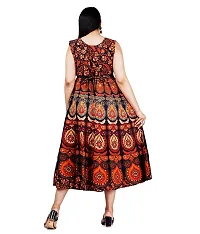 Indo-western Brown Printed Cotton Gown-thumb1