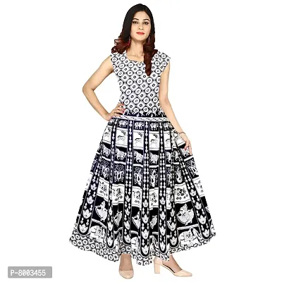 Rangun Cotton Women's Cotton Jaipuri Printed Maxi Long Dress (Free Size MultiColor)-thumb0