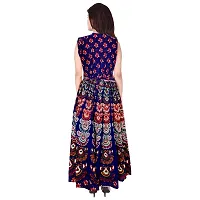 Rangun Women's Cotton Jaipuri Printed A-Line Maxi Long Dress (JPDRES_182, Multicolor, Free Size)-thumb1