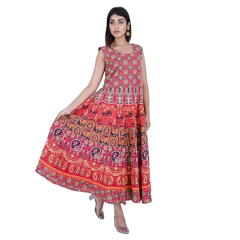 Rangun Presents Color Jaipuri Long Women's Maxi one Piece Dress Free Size