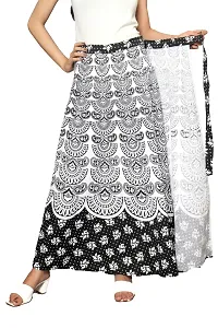 Rangun Black  Color Cotton Printed Wrap Around Skirt-thumb3