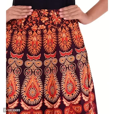 Rangun Maroon Color Cotton Printed Wrap Around Skirt-thumb4