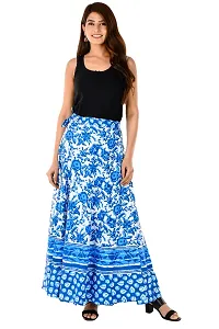 Rangun Blue  Color Cotton Printed Wrap Around Skirt-thumb4