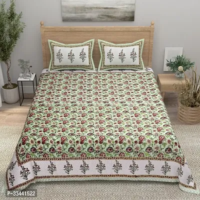 Comfortable Cotton Printed King Bedsheet with Two Pillow Covers