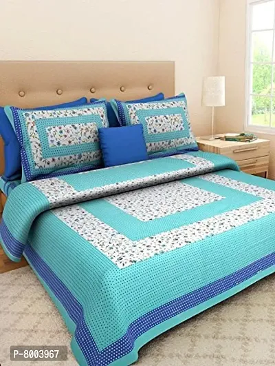 Rangun 100% Pure Cotton 120 TC Printed Double Bedsheet with 2 Pillow Cover (215 x 240 cm)