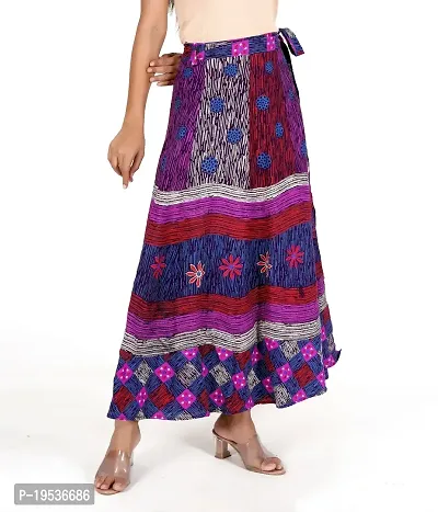 Rangun Purple Color Cotton Printed Wrap Around Skirt-thumb3