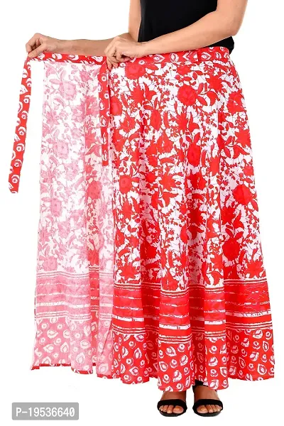 Rangun Pink Color Cotton Printed Wrap Around Skirt-thumb3