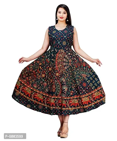 Rangun Women's Maxi Dress(Multicolored_Free Size_DRESS_1001_Multi)