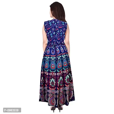 Rangun Women's Cotton Jaipuri Printed A-Line Maxi Long Dress (JPDRES_191, Free Size, Multicolor)-thumb2