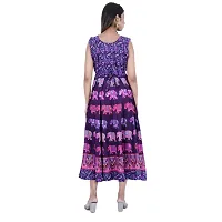 Rangun Presents Purple Color Jaipuri Printed Long Women's Maxi one Piece Dress Free Size-thumb1