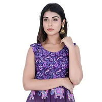 Rangun Presents Purple Color Jaipuri Printed Long Women's Maxi one Piece Dress Free Size-thumb2