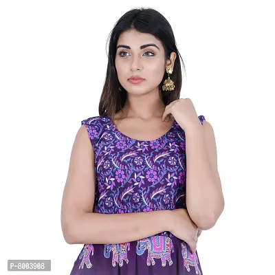 Rangun Presents Purple Color Jaipuri Printed Long Women's Maxi one Piece Dress Free Size-thumb3
